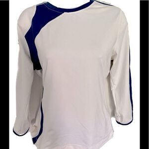 Wimbledon Tennis Top - S white /navy blue , polyester spandex,